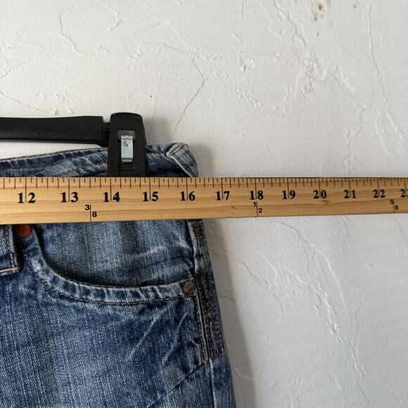 Maurices Y2k Jeans 9/10 Blue Denim Bootcut Mid Rise Distressed Pockets - Picture 5 of 10